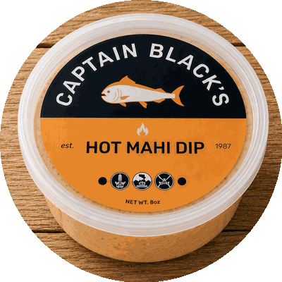 Hot Mahi Fish Dip in an 8 oz jar