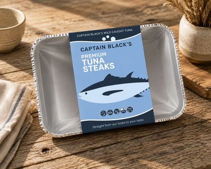 Captain Black's tuna steaks in a skin tray pack